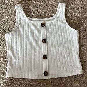 White Amazon Tank Top With Buttons, 11/12